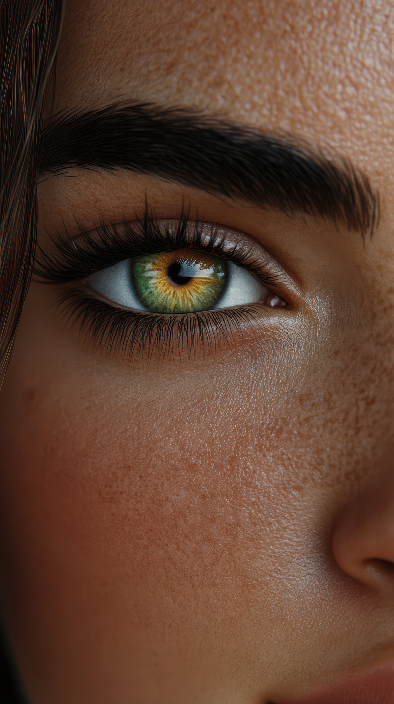 Close-up of a mesmerizing eye showcasing intricate colors and details in natural light